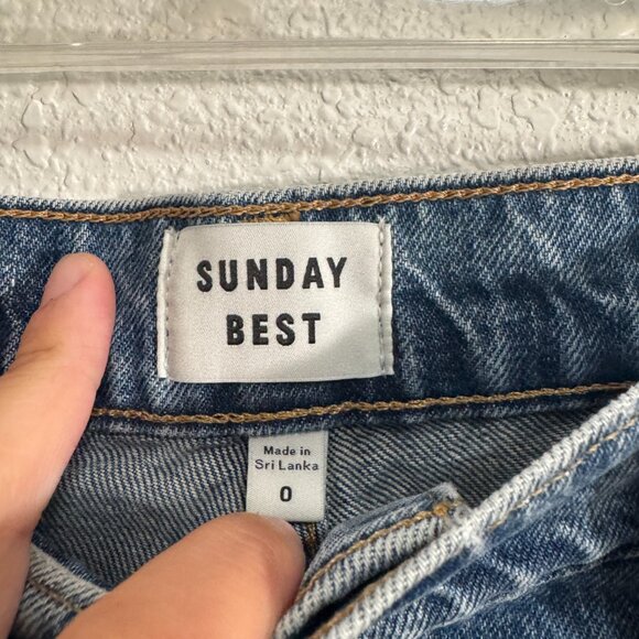 ARITZIA SUNDAY BEST High Rise Medium Wash Jeans Straight Leg 0 Casual Boho Retro - Picture 5 of 10